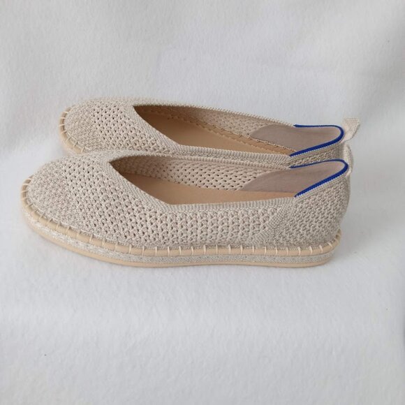 Rothy's Ivory Diamond Metallic Espadrilles Ankle Wrap New Women's Size W10 - Picture 7 of 8